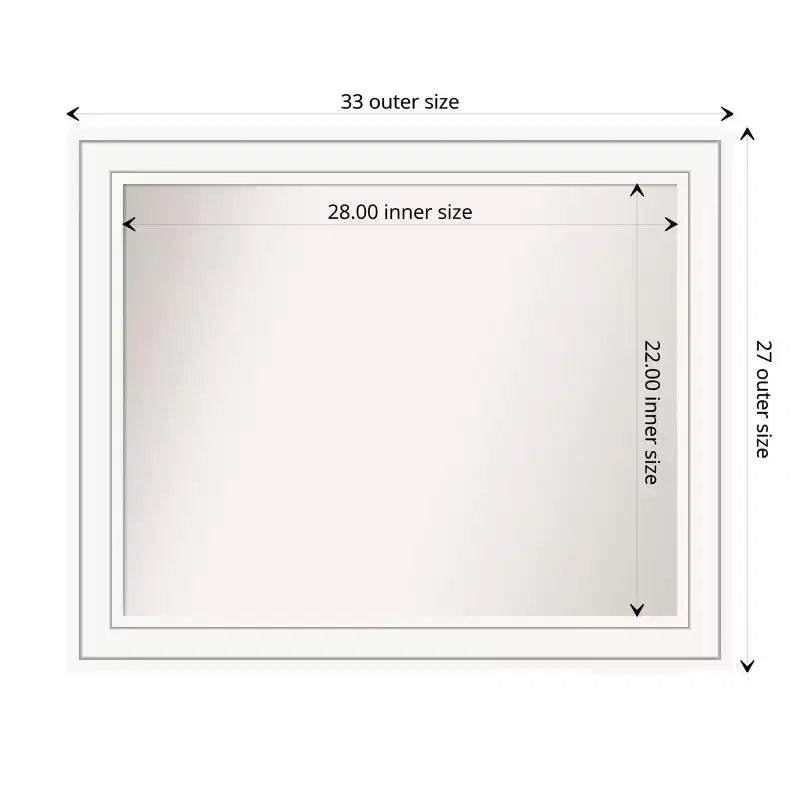 33" x 27" Non-Beveled Craftsman Wood Bathroom Wall Mirror White - Amanti Art: Modern Style, Wall Mounted, Includes Hardware
