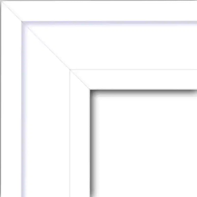 33" x 27" Non-Beveled Craftsman Wood Bathroom Wall Mirror White - Amanti Art: Modern Style, Wall Mounted, Includes Hardware