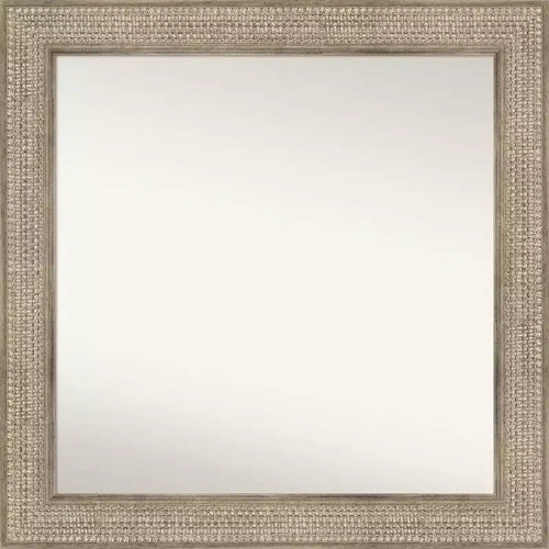 32" x 32" Non-Beveled Trellis Silver Wood Bathroom Wall Mirror - Amanti Art: Square Vanity Wall Mount
