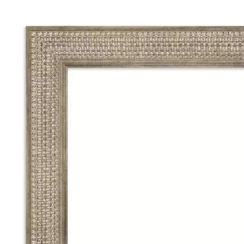 32" x 32" Non-Beveled Trellis Silver Wood Bathroom Wall Mirror - Amanti Art: Square Vanity Wall Mount