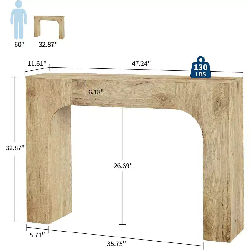 43/47 Farmhouse Console Table, Narrow Wooden Entryway Table for Behind Couch, Slim Rustic Hallway Furniture for Living Room, Foyer, Apartment