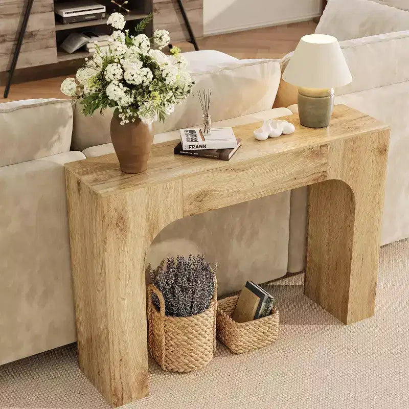 43/47 Farmhouse Console Table, Narrow Wooden Entryway Table for Behind Couch, Slim Rustic Hallway Furniture for Living Room, Foyer, Apartment