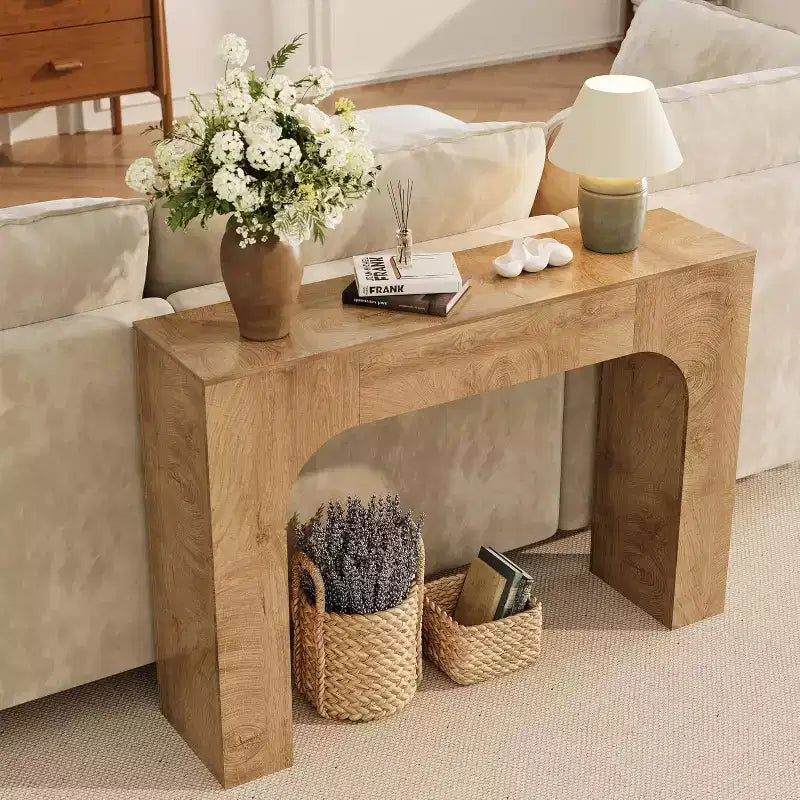 43/47 Farmhouse Console Table, Narrow Wooden Entryway Table for Behind Couch, Slim Rustic Hallway Furniture for Living Room, Foyer, Apartment