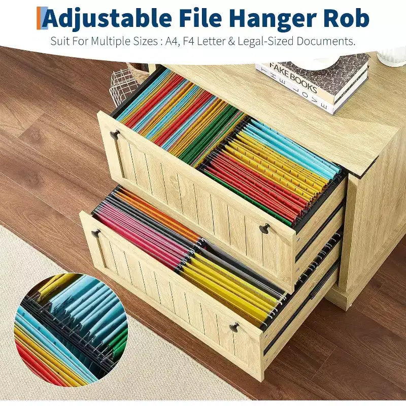 Acekool Farmhouse File Cabinet with 2 Drawers, 30 Lateral Storage Printer Stand for A4/Letter/Legal, Rustic Home Office Organizer