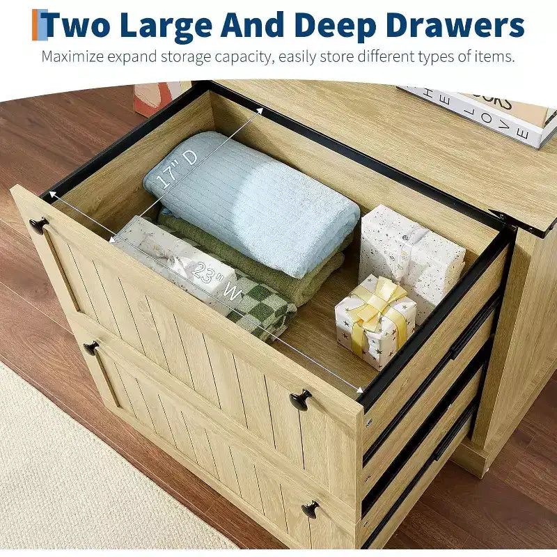 Acekool Farmhouse File Cabinet with 2 Drawers, 30 Lateral Storage Printer Stand for A4/Letter/Legal, Rustic Home Office Organizer