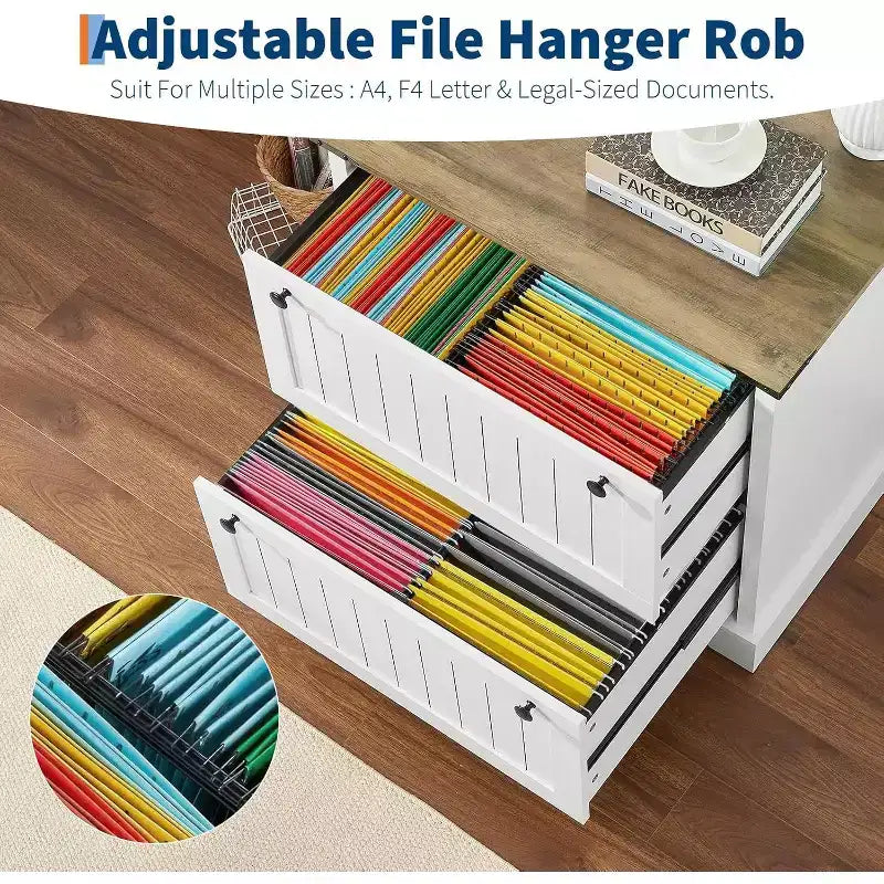 Acekool Farmhouse File Cabinet with 2 Drawers, 30 Lateral Storage Printer Stand for A4/Letter/Legal, Rustic Home Office Organizer