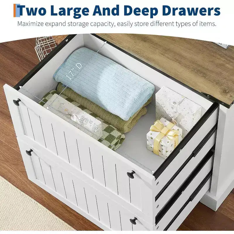 Acekool Farmhouse File Cabinet with 2 Drawers, 30 Lateral Storage Printer Stand for A4/Letter/Legal, Rustic Home Office Organizer