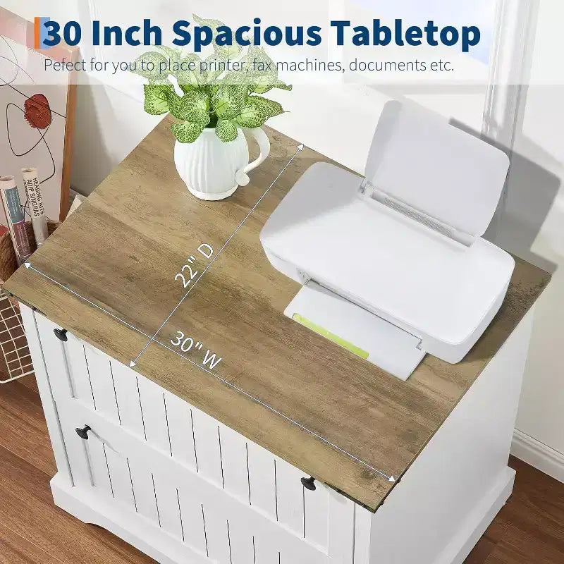 Acekool Farmhouse File Cabinet with 2 Drawers, 30 Lateral Storage Printer Stand for A4/Letter/Legal, Rustic Home Office Organizer