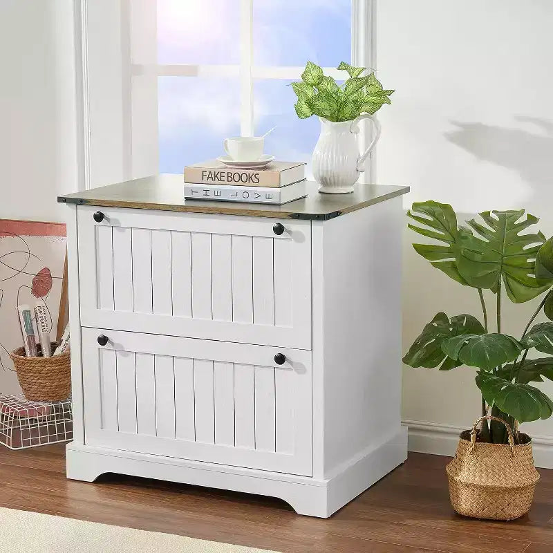 Acekool Farmhouse File Cabinet with 2 Drawers, 30 Lateral Storage Printer Stand for A4/Letter/Legal, Rustic Home Office Organizer