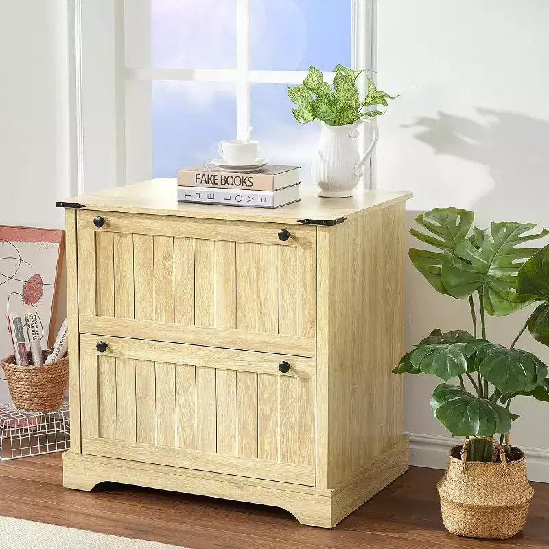 Acekool Farmhouse File Cabinet with 2 Drawers, 30 Lateral Storage Printer Stand for A4/Letter/Legal, Rustic Home Office Organizer
