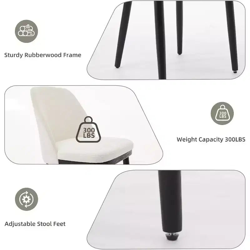 Acekool Modern Dining Chair, Linen Upholstered Curved Back Kitchen Chairs, Solid Wood Legs, Beige or Brown