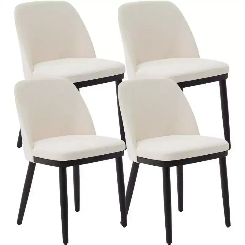 Acekool Modern Dining Chair, Linen Upholstered Curved Back Kitchen Chairs, Solid Wood Legs, Beige or Brown