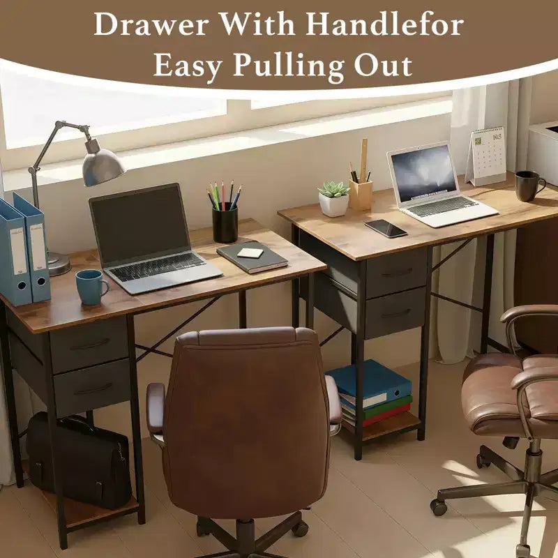 TUYOHW 40/47 Computer Desk with Storage Drawers,Modern Work Desk with Open Shelf & Side Hooks,Writing Desk for Home Office Dorm Studying Room