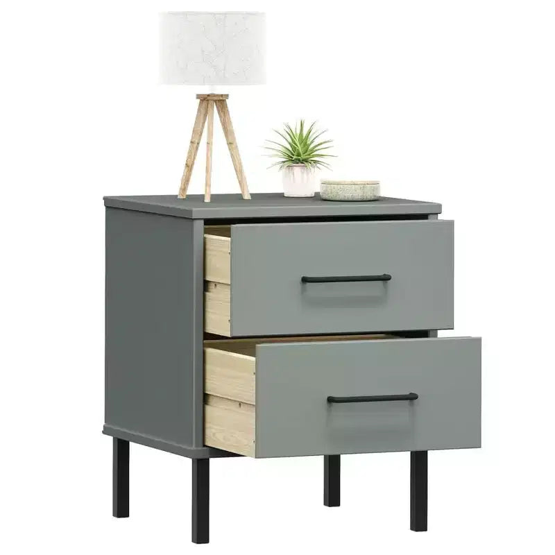 vidaXL Nightstand Storage Bedside Table with 2 Drawers Solid Pine Wood OSLO