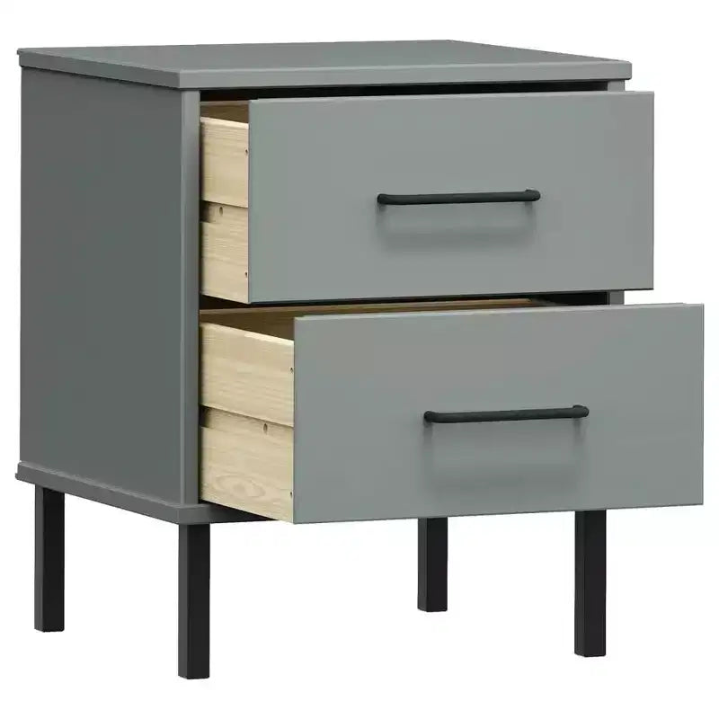 vidaXL Nightstand Storage Bedside Table with 2 Drawers Solid Pine Wood OSLO