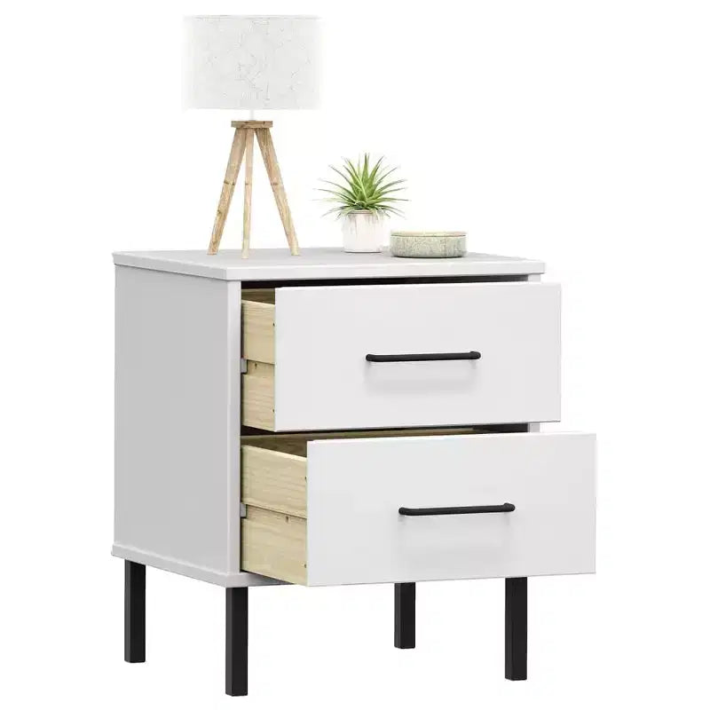 vidaXL Nightstand Storage Bedside Table with 2 Drawers Solid Pine Wood OSLO