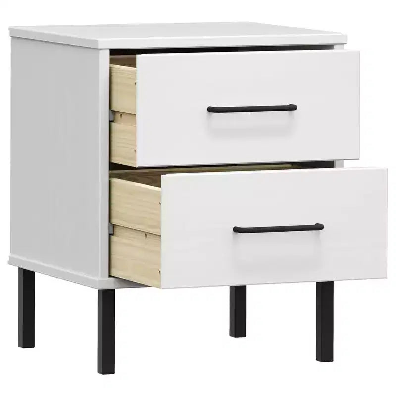 vidaXL Nightstand Storage Bedside Table with 2 Drawers Solid Pine Wood OSLO