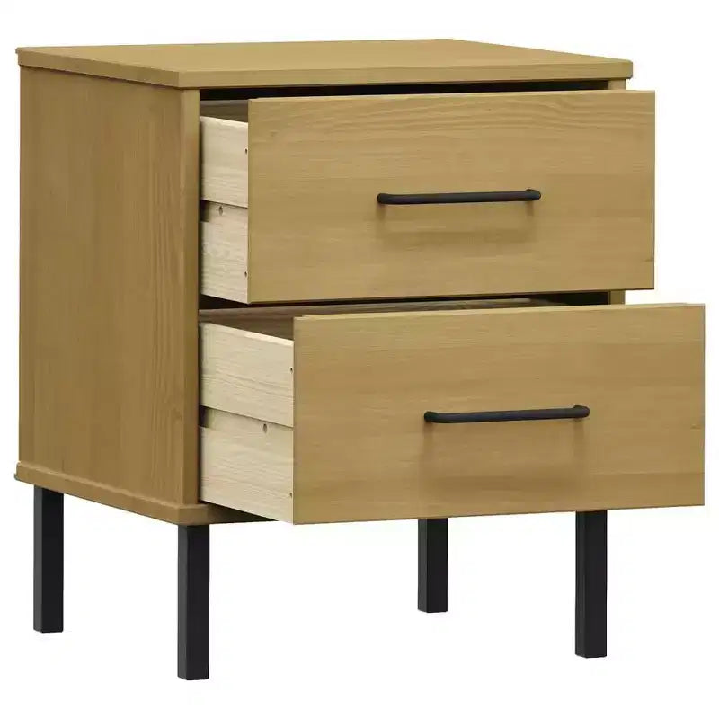 vidaXL Nightstand Storage Bedside Table with 2 Drawers Solid Pine Wood OSLO
