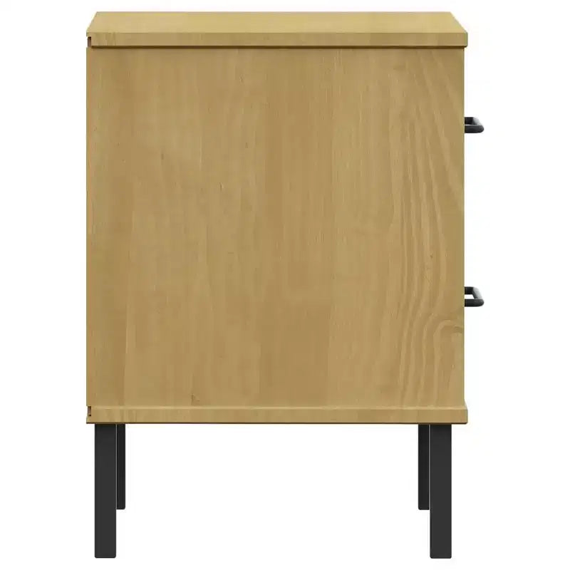 vidaXL Nightstand Storage Bedside Table with 2 Drawers Solid Pine Wood OSLO