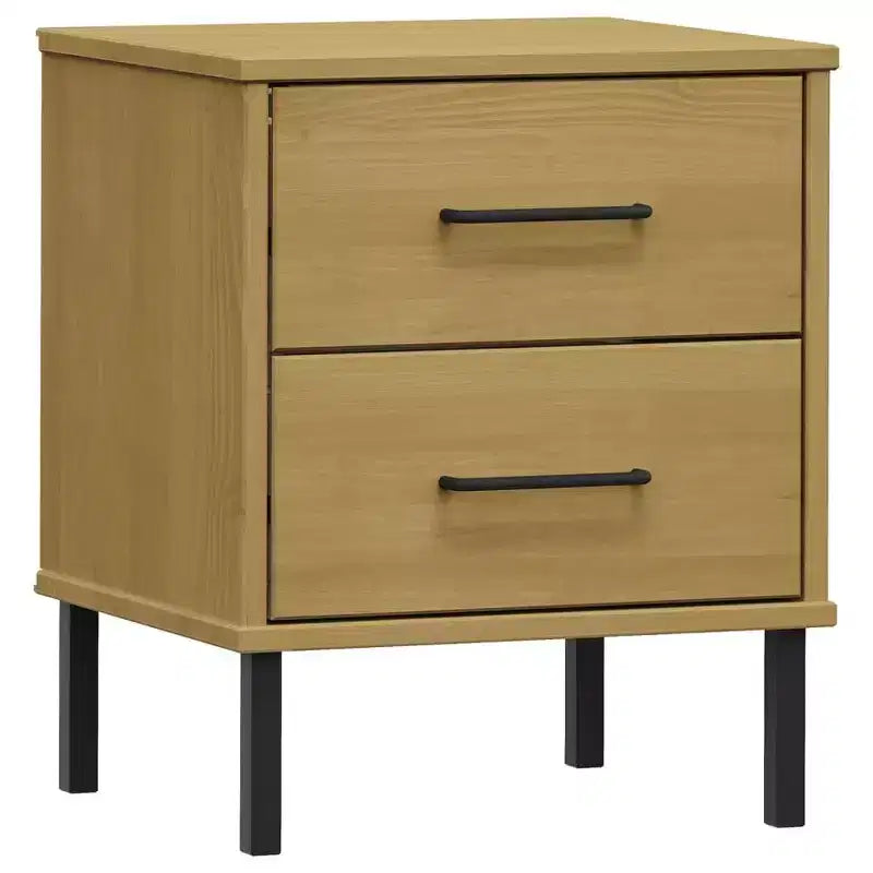 vidaXL Nightstand Storage Bedside Table with 2 Drawers Solid Pine Wood OSLO