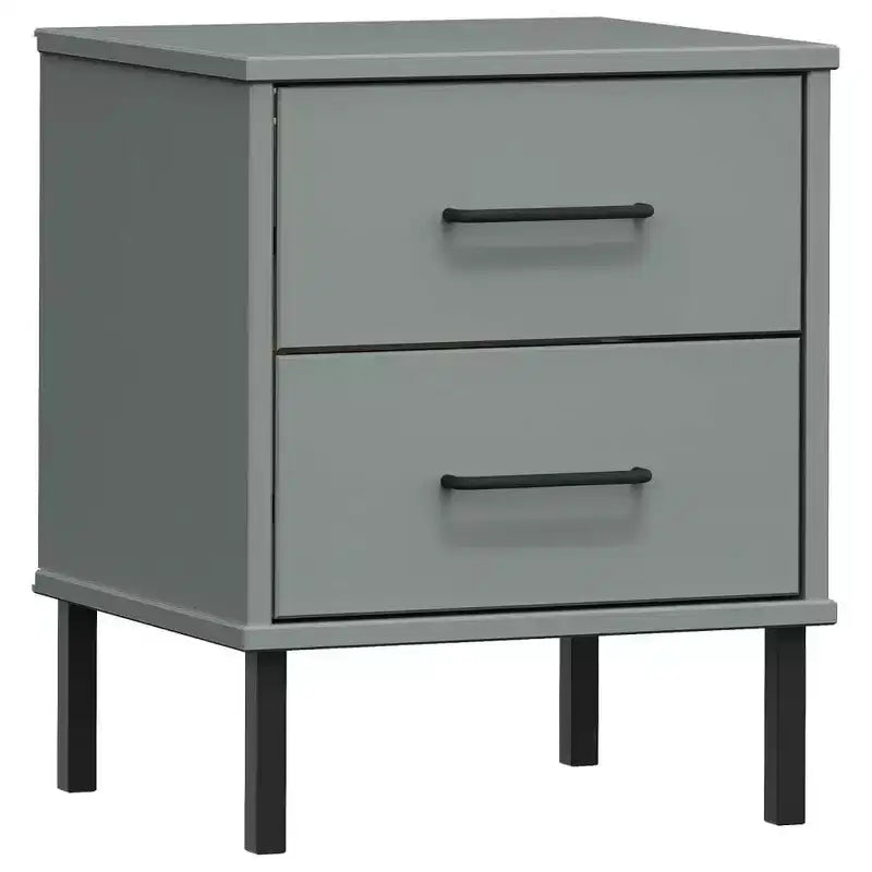 vidaXL Nightstand Storage Bedside Table with 2 Drawers Solid Pine Wood OSLO