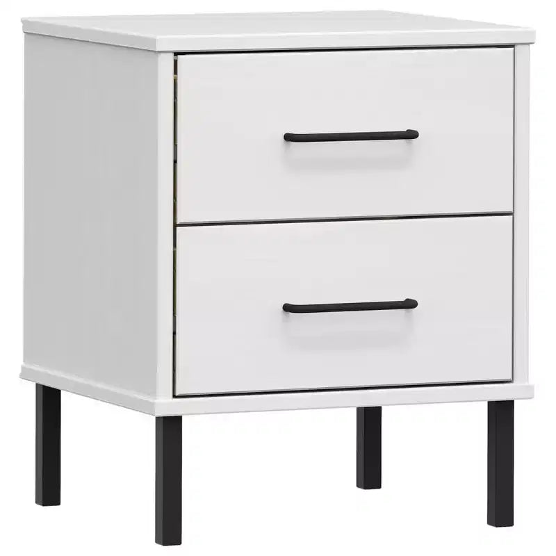 vidaXL Nightstand Storage Bedside Table with 2 Drawers Solid Pine Wood OSLO