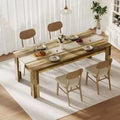 71 Rustic Brown Farmhouse Dining Table for 6-8 Heavy-Duty Rectangular Kitchen Table with Thick Finger-Jointed Wood Top