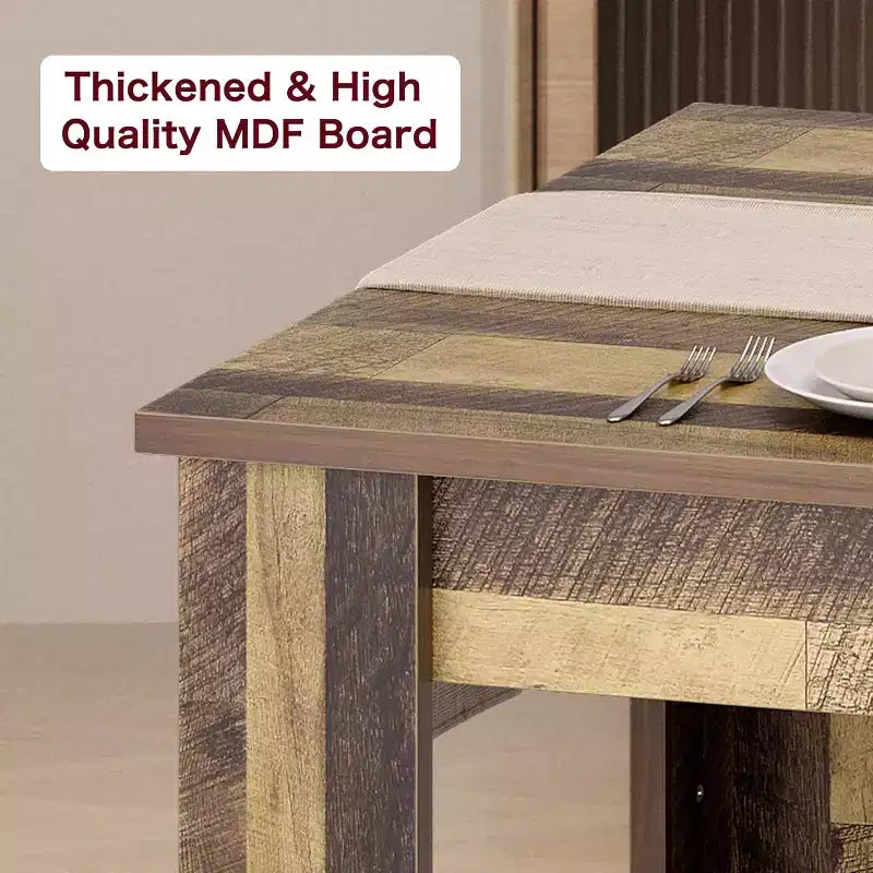 71 Rustic Brown Farmhouse Dining Table for 6-8 Heavy-Duty Rectangular Kitchen Table with Thick Finger-Jointed Wood Top