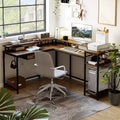 Convertible L-Shaped Desk with Drawer - Tiger Stripe Perfect for Home Office & Gaming Room