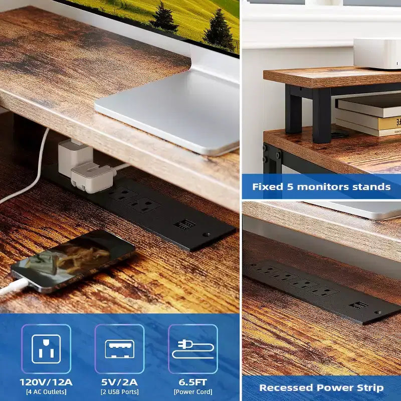 Convertible L-Shaped Desk with Drawer - Tiger Stripe Perfect for Home Office & Gaming Room