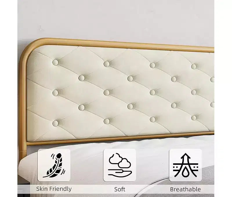 King Size Bed Frame with Premium Velvet Headboard & Footboard, Diamond Tufted Design, Heavy Duty Metal Frame, Solid Wood Slats, Noise-Free
