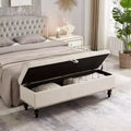 59 Storage Ottoman Bench, Upholstered End of Bed Storage Bench, Entryway Bench Footstool for Bedroom Entryway Living Room