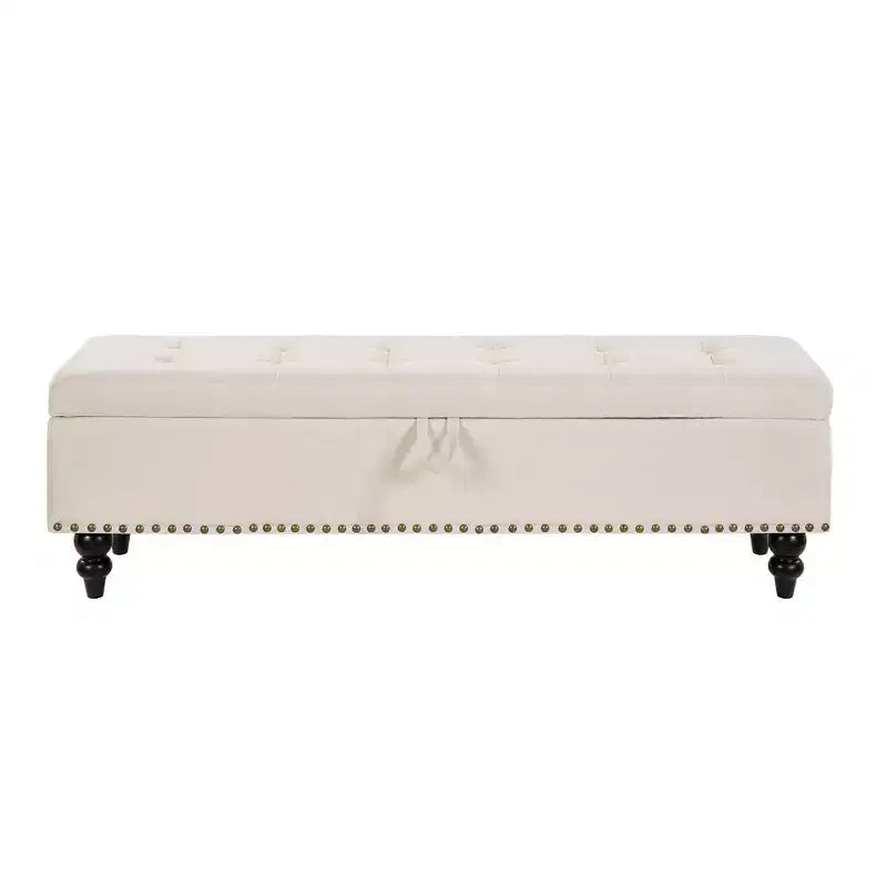 59 Storage Ottoman Bench, Upholstered End of Bed Storage Bench, Entryway Bench Footstool for Bedroom Entryway Living Room