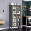 5 Tier Kitchen Pantry Cabinet with Wheels, Mobile Microwave Stand , Freestanding Kitchen Bakers Rack for Dining Room Office Laundry Room