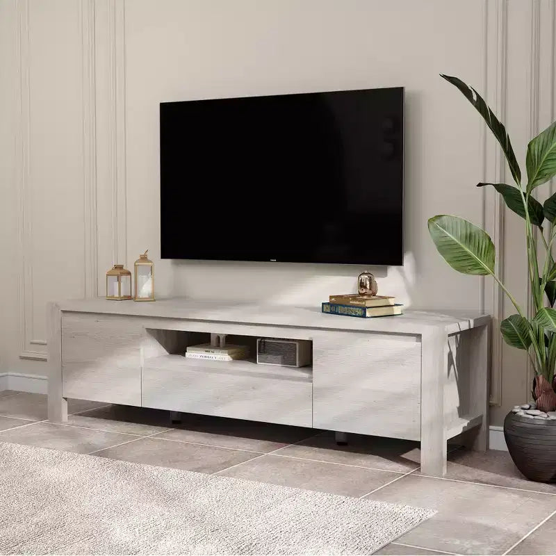55 TV Stand with Doors and Cabinet, Farmhouse Entertainment Center, Entertainment Stand for TVs Up to 60, TV Console for Living Room, Bedroom