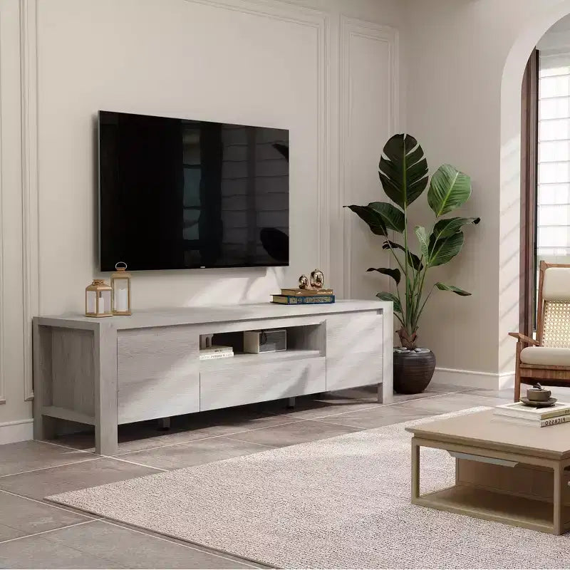 55 TV Stand with Doors and Cabinet, Farmhouse Entertainment Center, Entertainment Stand for TVs Up to 60, TV Console for Living Room, Bedroom