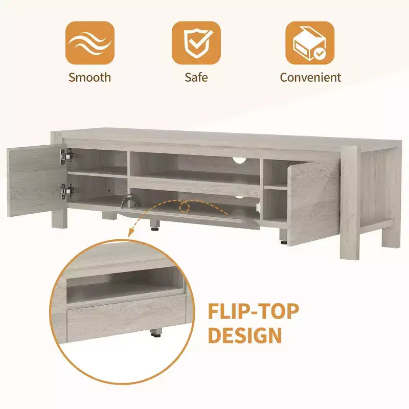 55 TV Stand with Doors and Cabinet, Farmhouse Entertainment Center, Entertainment Stand for TVs Up to 60, TV Console for Living Room, Bedroom