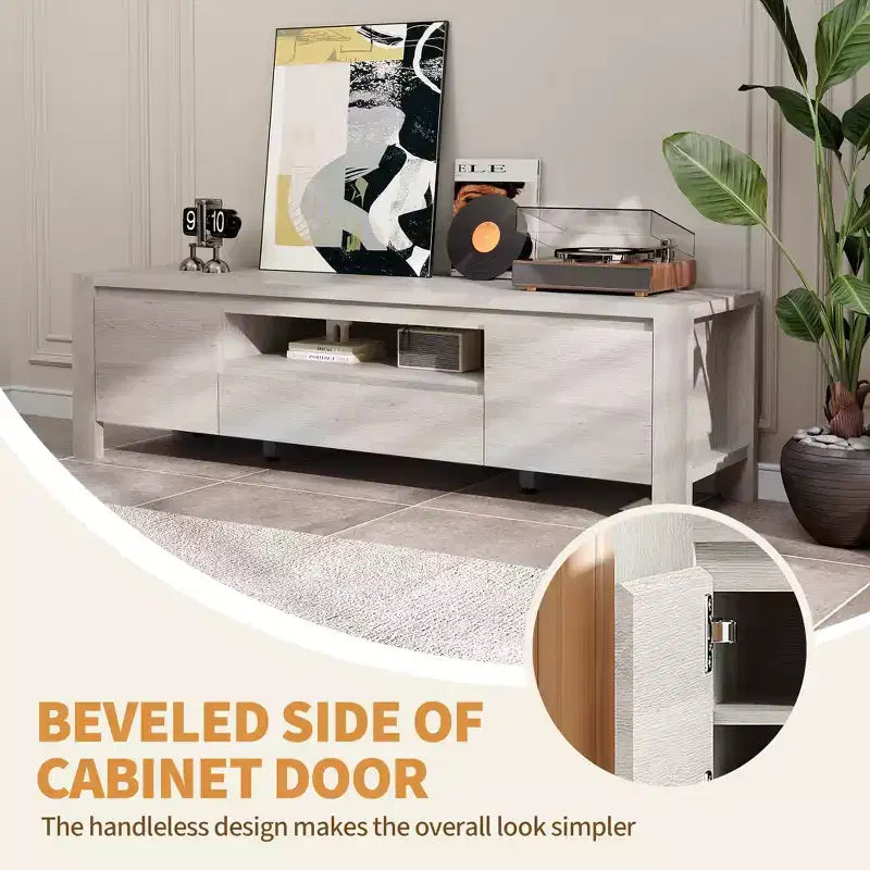 55 TV Stand with Doors and Cabinet, Farmhouse Entertainment Center, Entertainment Stand for TVs Up to 60, TV Console for Living Room, Bedroom