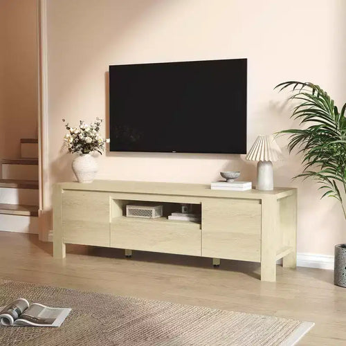 55 TV Stand with Doors and Cabinet, Farmhouse Entertainment Center, Entertainment Stand for TVs Up to 60, TV Console for Living Room, Bedroom