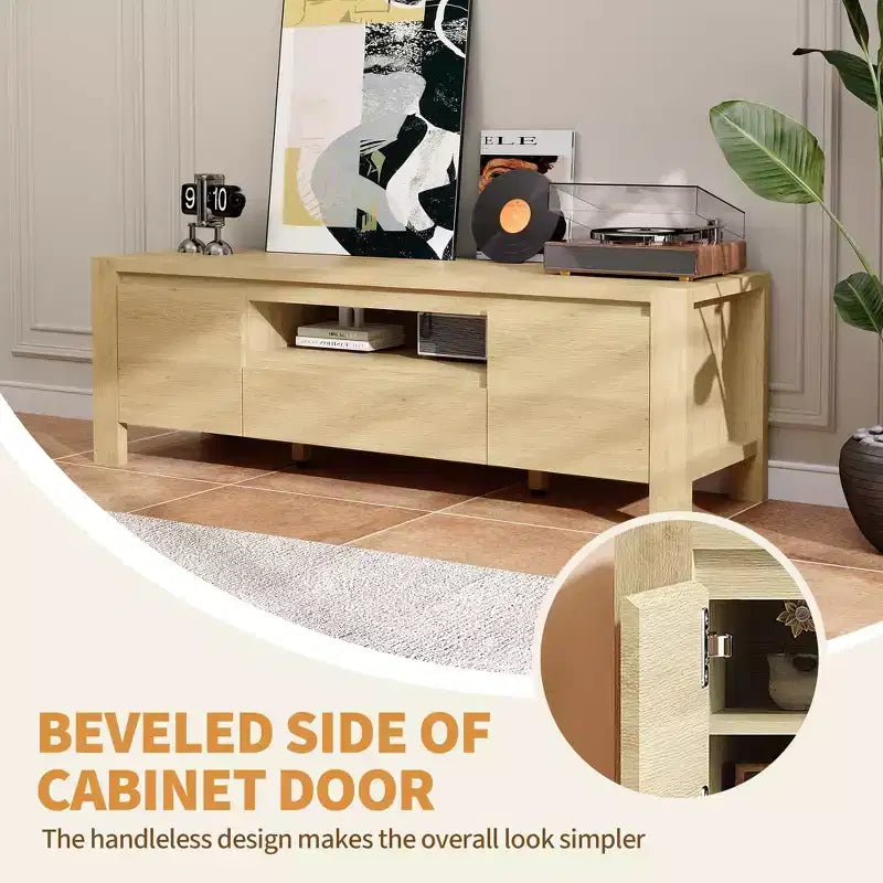 55 TV Stand with Doors and Cabinet, Farmhouse Entertainment Center, Entertainment Stand for TVs Up to 60, TV Console for Living Room, Bedroom