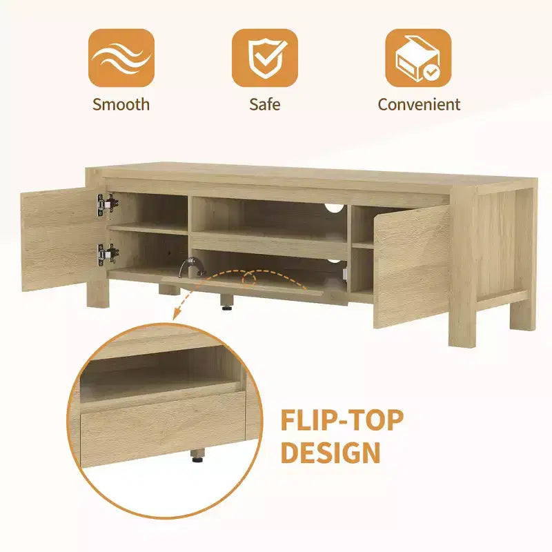 55 TV Stand with Doors and Cabinet, Farmhouse Entertainment Center, Entertainment Stand for TVs Up to 60, TV Console for Living Room, Bedroom