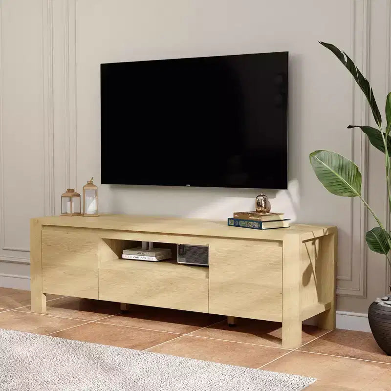 55 TV Stand with Doors and Cabinet, Farmhouse Entertainment Center, Entertainment Stand for TVs Up to 60, TV Console for Living Room, Bedroom