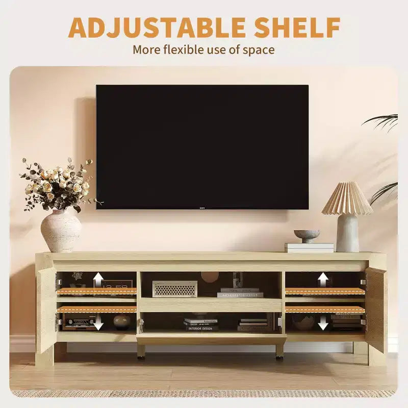 55 TV Stand with Doors and Cabinet, Farmhouse Entertainment Center, Entertainment Stand for TVs Up to 60, TV Console for Living Room, Bedroom