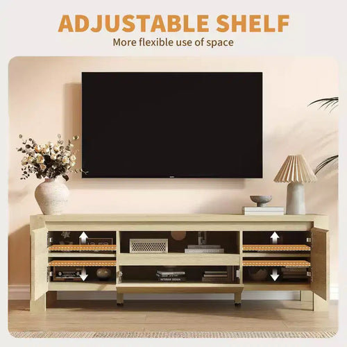 55 TV Stand with Doors and Cabinet, Farmhouse Entertainment Center, Entertainment Stand for TVs Up to 60, TV Console for Living Room, Bedroom