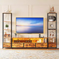 TV Stand for 70 Inch TVs with 5-Section Organizer, Modern Media Console with Fabric Drawers and Display Shelves, Multi-Functional Hub for Living Room