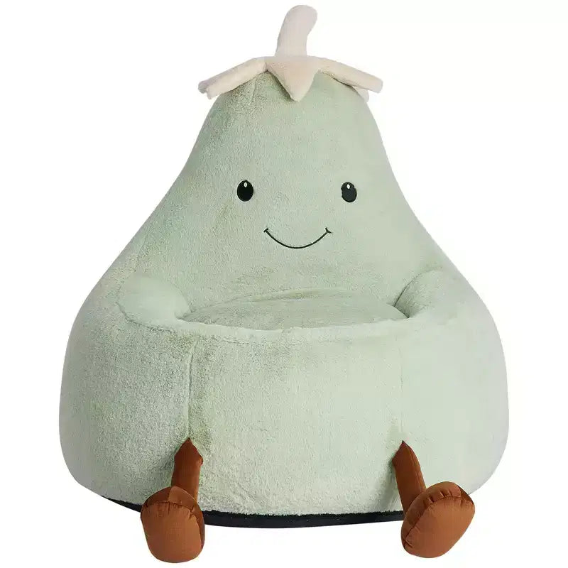 Okak 24/31in Eggplant Shaped Kids Bean Bag Chair, Gaming Bean Bag Chairs with Faux Rabbit Fur for Teens, Comfy Floor Chair for Living Room