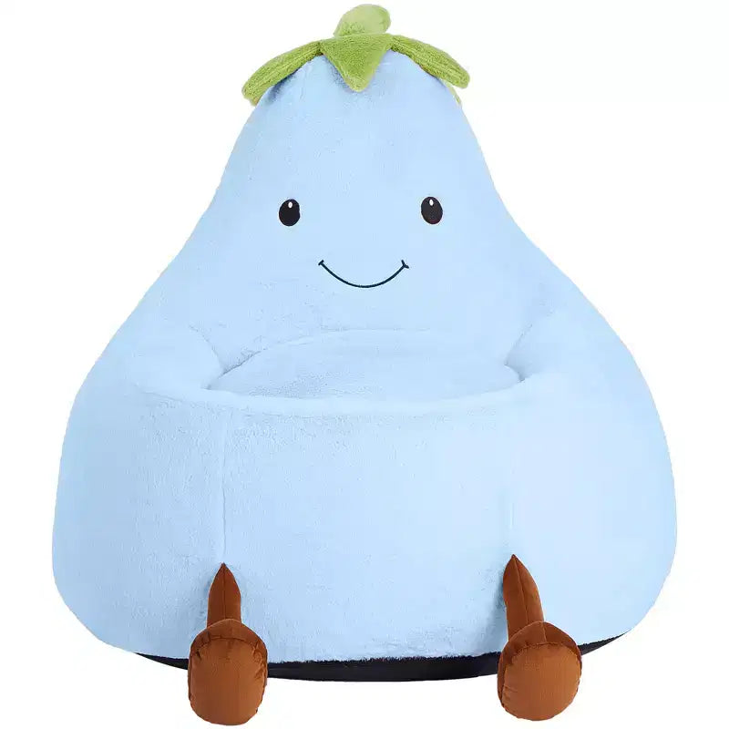 Okak 24/31in Eggplant Shaped Kids Bean Bag Chair, Gaming Bean Bag Chairs with Faux Rabbit Fur for Teens, Comfy Floor Chair for Living Room