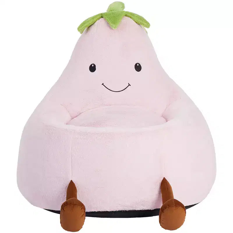 Okak 24/31in Eggplant Shaped Kids Bean Bag Chair, Gaming Bean Bag Chairs with Faux Rabbit Fur for Teens, Comfy Floor Chair for Living Room