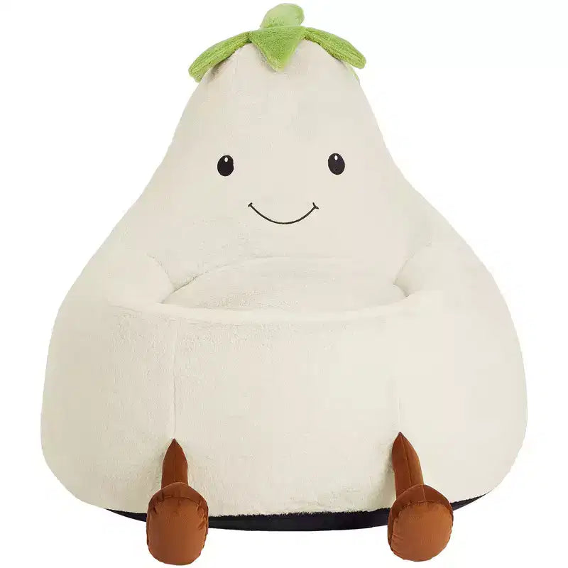 Okak 24/31in Eggplant Shaped Kids Bean Bag Chair, Gaming Bean Bag Chairs with Faux Rabbit Fur for Teens, Comfy Floor Chair for Living Room