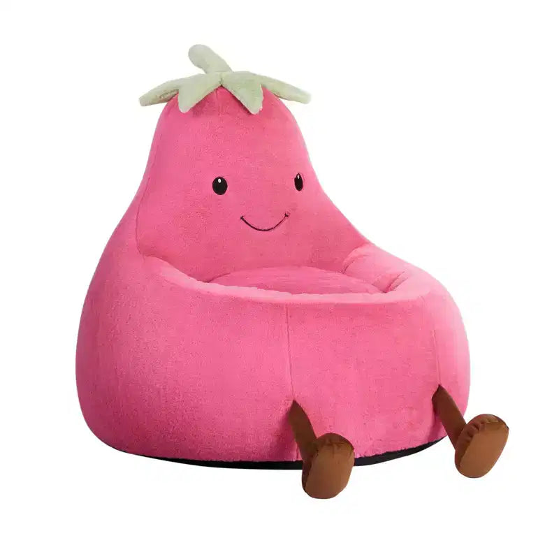 Okak 24/31in Eggplant Shaped Kids Bean Bag Chair, Gaming Bean Bag Chairs with Faux Rabbit Fur for Teens, Comfy Floor Chair for Living Room